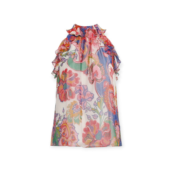 Zimmermann Tops - Zimmermann The Lovestruck Natural Paisley Floral Silk Chiffon Tank Top